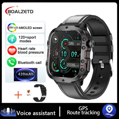BOALZEDT Men's Military 1.96" BT Smart Watch+Sports/Fitness Tracker+Health Monitor/Multi-Function
