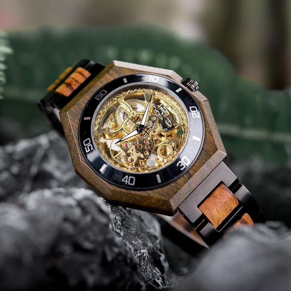 BOBO BIRD Men's Wooden Mechanical Luxury Wristwatch