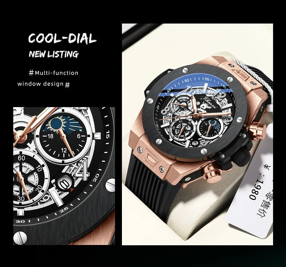 CHENXI Men's Silicone Sports Wristwatch Luminous Chronograph