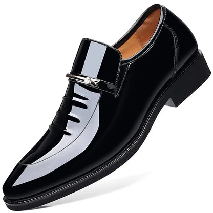 CHIROM SUPPLY Men's Black Oxford Dress Shoes High Gloss Loafers.