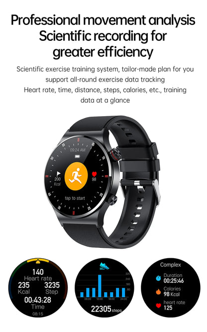 LIGE ECG+PPG Men's Waterproof Bluetooth Sport Smart Watch AMOLED NFC For Android & IOS