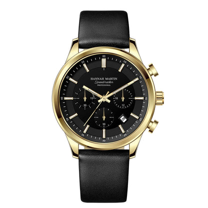 HANNAH MARTIN Men's Business Casual Leather Multifunctional Sports Watch