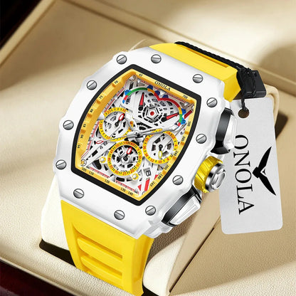 ONOLA Men's Luxury Silicone Sports Wristwatch Waterproof