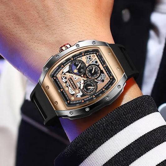 FOXBOX Men's Military Business Quartz Chronograph Wristwatch