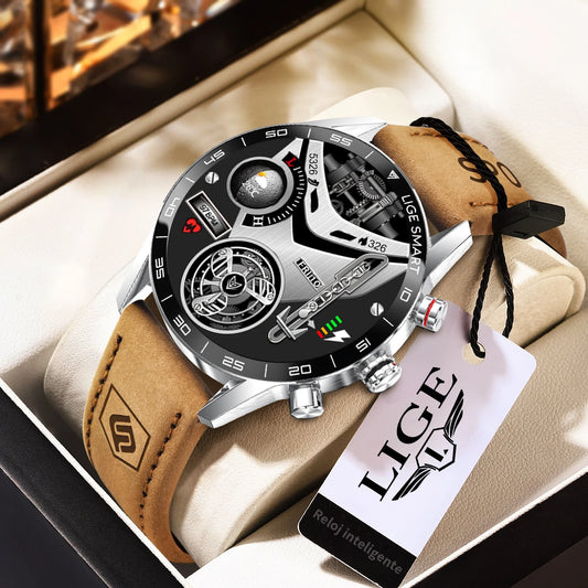 LIGE Men's Rugged Military GPS SmartWatch with HD Screen, Heart Rate, and Bluetooth
