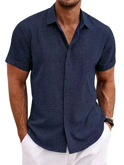 CHIROM SUPPLY Men's Short-sleeved Cotton Linen Button Shirt
