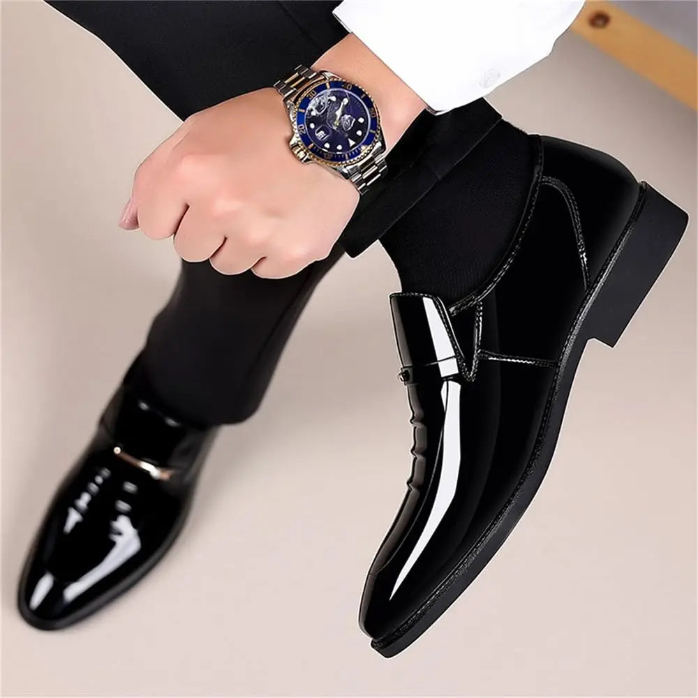 CHIROM SUPPLY Men's Black Oxford Dress Shoes High Gloss Loafers.