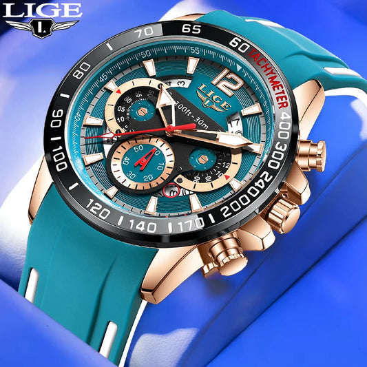 LIGE Luxury Fashion Quartz Men's Business Waterproof Luminous Sports Watch