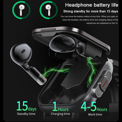 YUXIBATI Men's 2 in 1 Smart Watch with Earphone