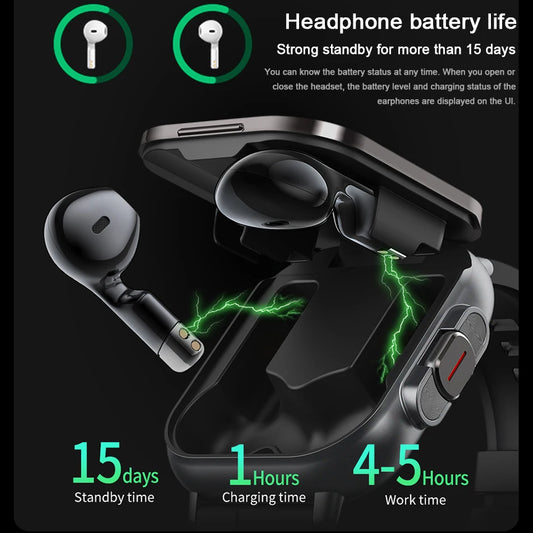 YUXIBATI Men's 2 in 1 Smart Watch with Earphone