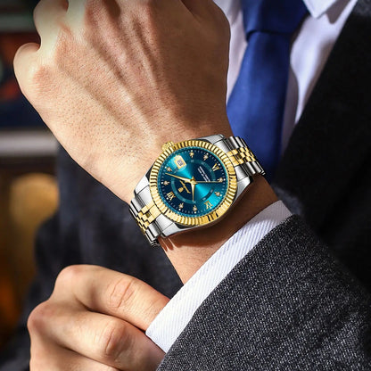 POEDAGAR Men's Stainless Steel Luxury Sport Wrist Watch Waterproof Luminous