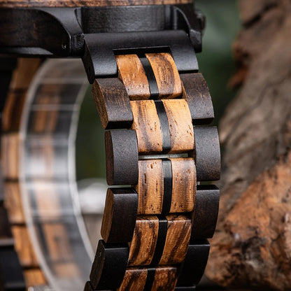 BOBO BIRD Engraved Custom Men's Wooden Chronograph Wristwatch