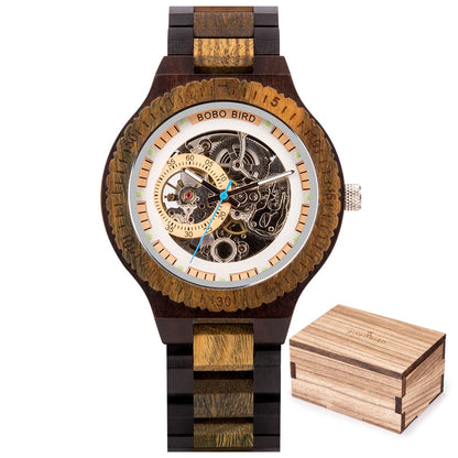 BOBO BIRD Men's Wooden Mechanical Luxury Wristwatch