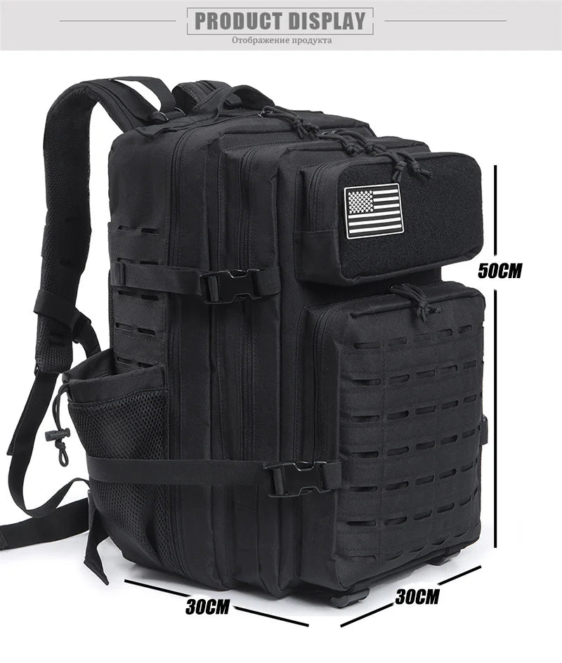 CHIROM SUPPLY Men's 50L Tactical Survival Backpack with Rucksack Bottle Holder.