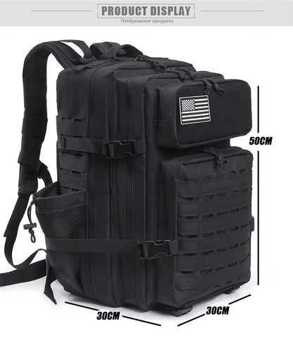 CHIROM SUPPLY Men's 50L Tactical Survival Backpack with Rucksack Bottle Holder.