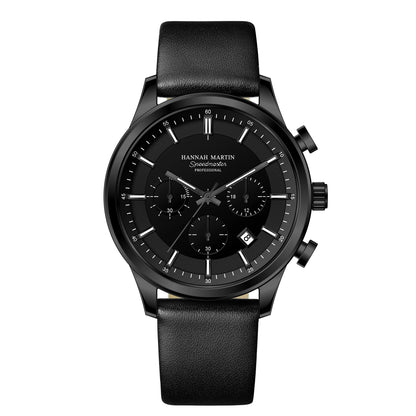 HANNAH MARTIN Men's Business Casual Leather Multifunctional Sports Watch
