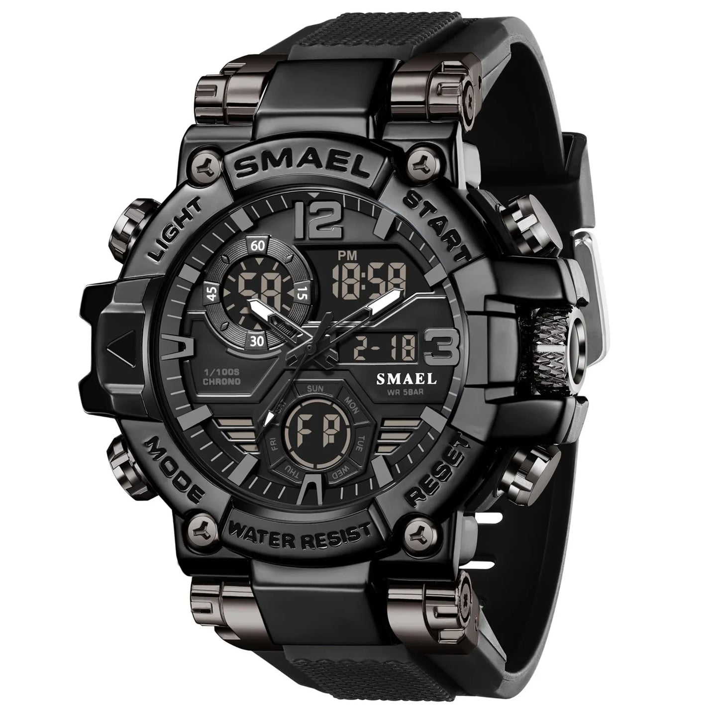 SMAEL 8110 Men's New Sports LED 50m Waterproof Digital Shockproof Electronic Wristwatch.