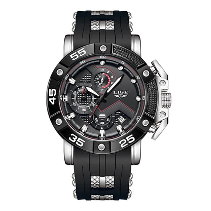LIGE Men's Military Sports Watch with Silicone Strap Waterproof