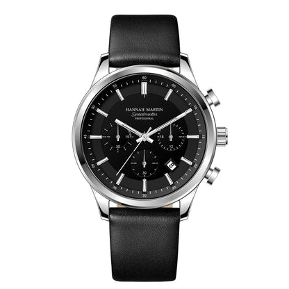 HANNAH MARTIN Men's Business Casual Leather Multifunctional Sports Watch