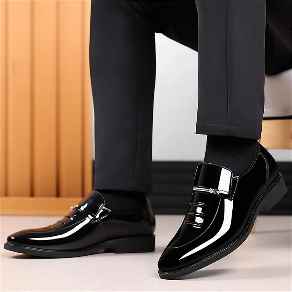 CHIROM SUPPLY Men's Black Oxford Dress Shoes High Gloss Loafers.