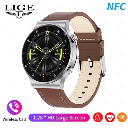 LIGE ECG+PPG Men's Waterproof Bluetooth Sport Smart Watch AMOLED NFC For Android & IOS