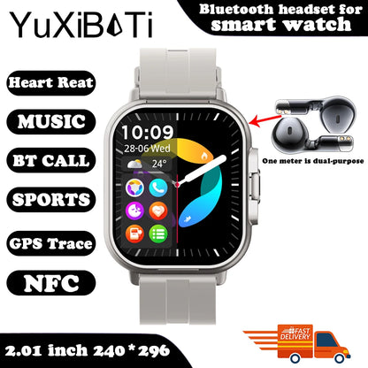YUXIBATI Men's 2 in 1 Smart Watch with Earphone
