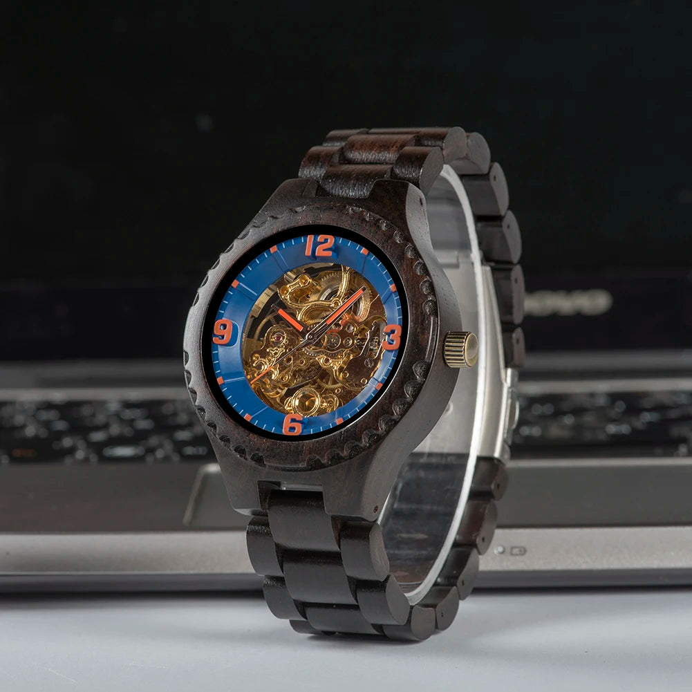 BOBO BIRD Men's Wooden Mechanical Luxury Wristwatch