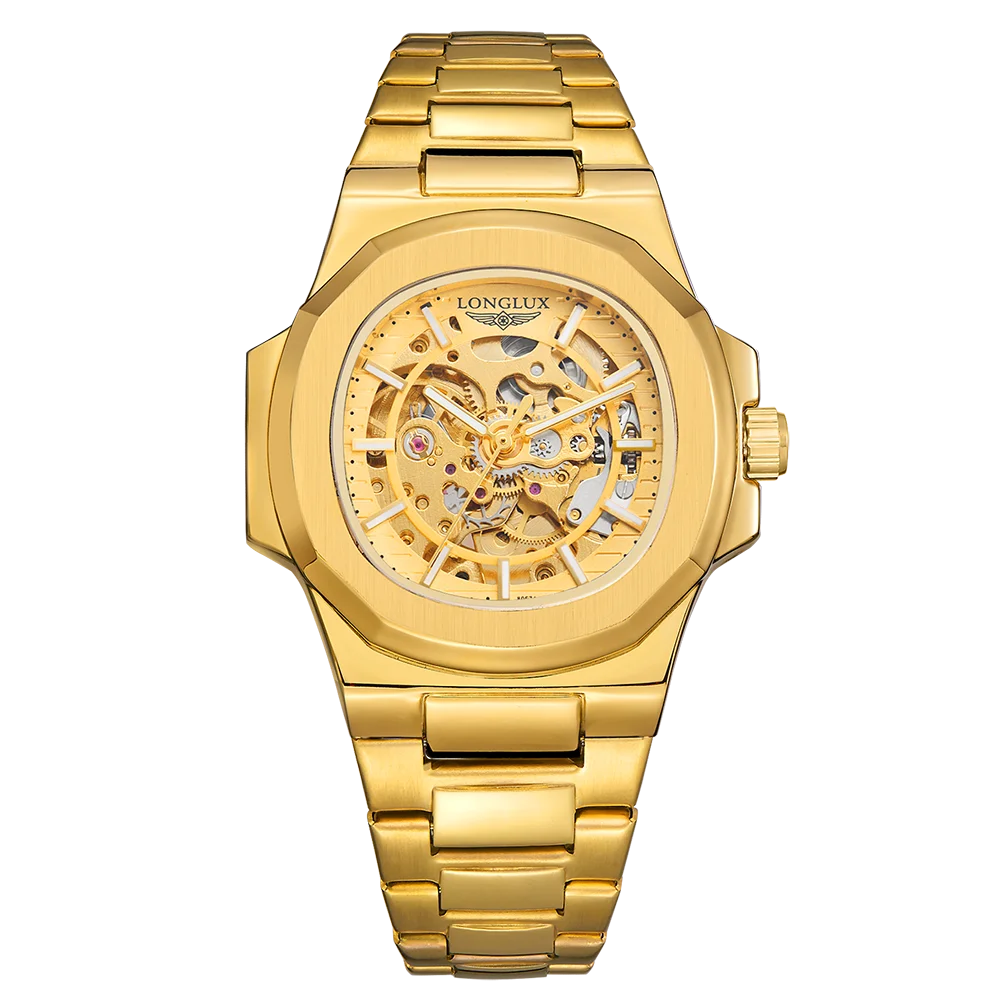 LONGLUX Men's Luxury Mechanical+Stainless Steel Wristwatch