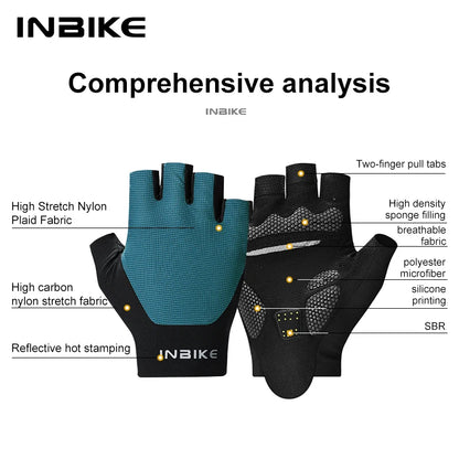 INBIKE Men's Padded Shock-Absorbing Summer Cycling Gloves