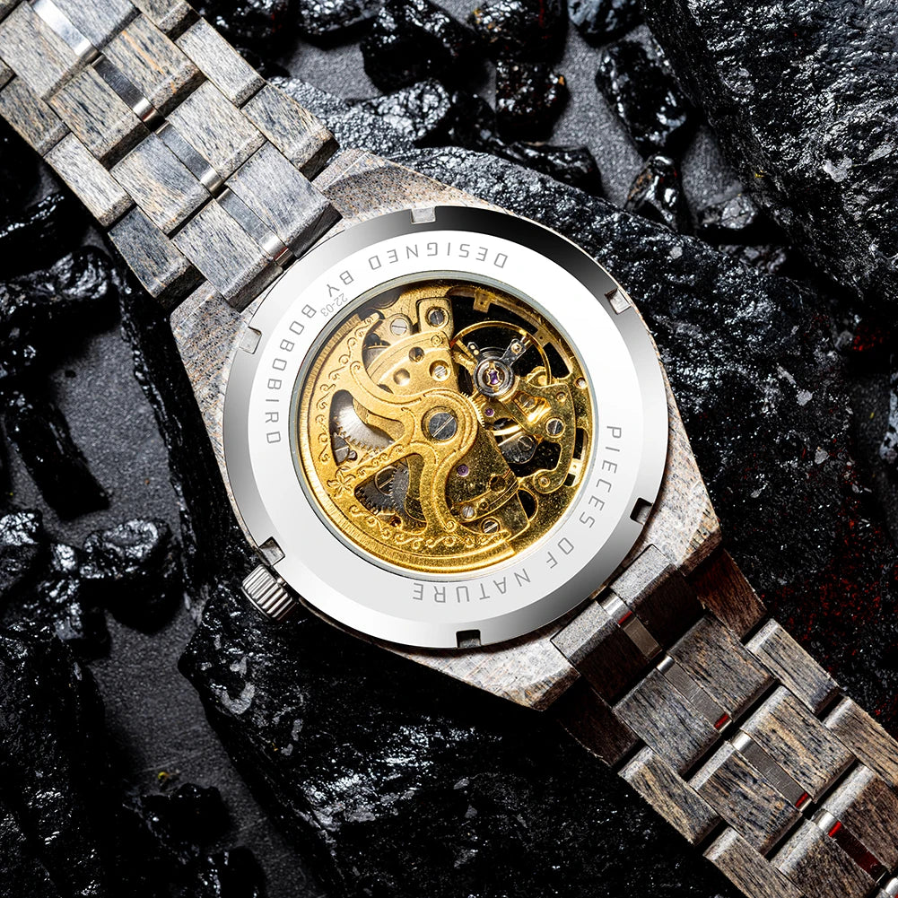 BOBO BIRD Men's Wooden Mechanical Luxury Wristwatch