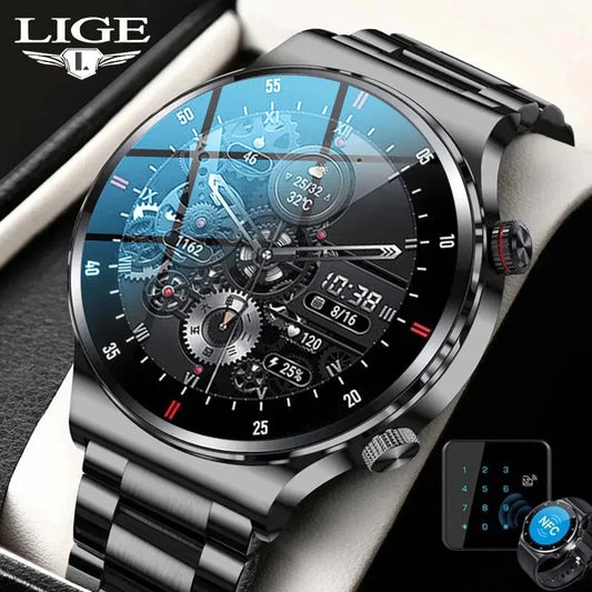 LIGE ECG+PPG Men's Waterproof Bluetooth Sport Smart Watch AMOLED NFC For Android & IOS