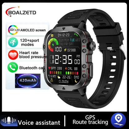 BOALZEDT Men's Military 1.96" BT Smart Watch+Sports/Fitness Tracker+Health Monitor/Multi-Function