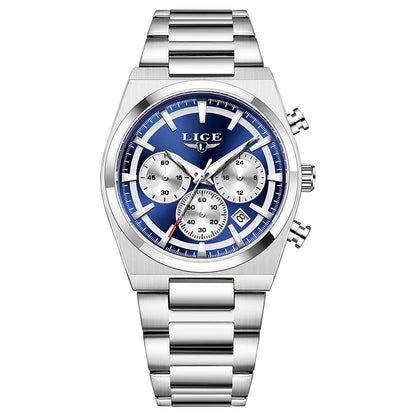 LIGE Men's Luxury Waterproof Watch Luminous Date Chronograph & Stainless Steel