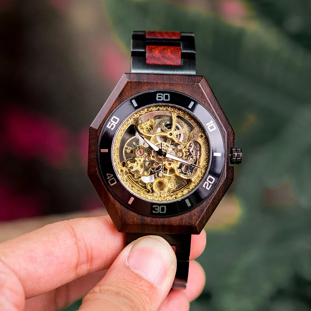 BOBO BIRD Men's Wooden Mechanical Luxury Wristwatch