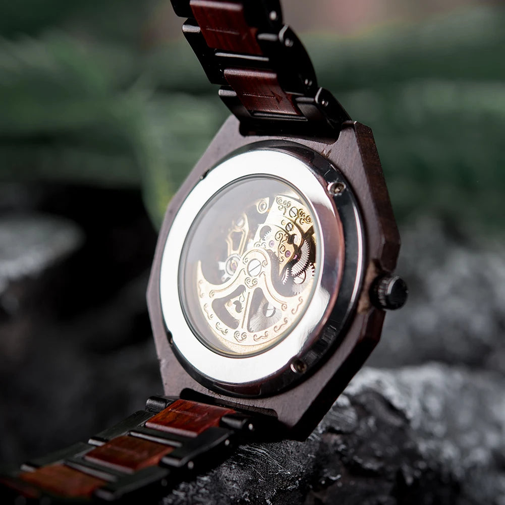 BOBO BIRD Men's Wooden Mechanical Luxury Wristwatch
