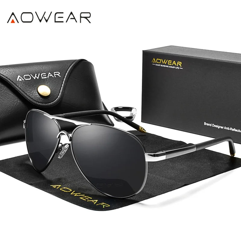 AOWEAR Men's Aviation HD Polarized Mirror Sunglasses