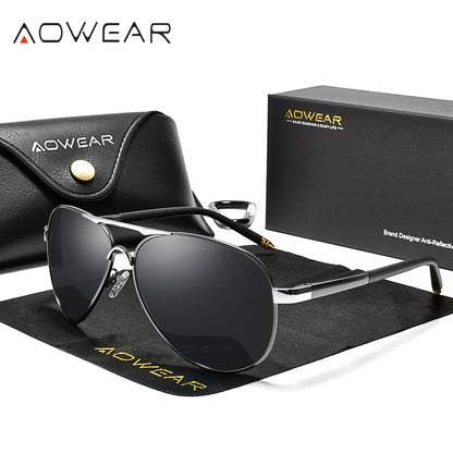 AOWEAR Men's Aviation HD Polarized Mirror Sunglasses