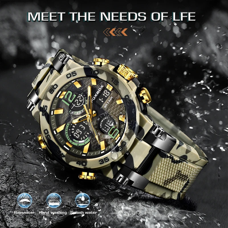 FOXBOX Men's Digital Military Sport Watch 50m Waterproof LED