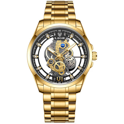 LIGE Men's Automatic Skeleton Watch