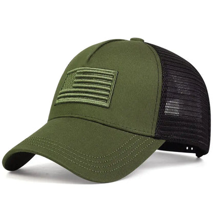 CHIROM SUPPLY Men's USA Flag Breathable Sport Trucker Snap On Hat