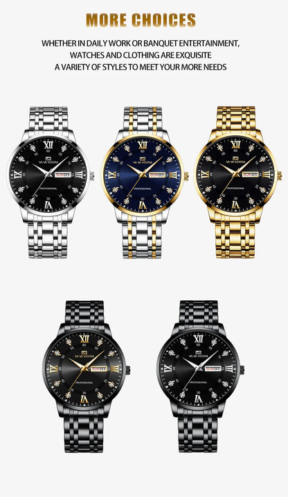 VA VA VOOM Men's Luxury Stainless Steel & Waterproof Wrist-Watch