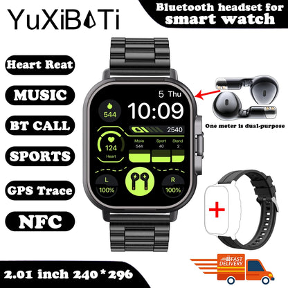 YUXIBATI Men's 2 in 1 Smart Watch with Earphone