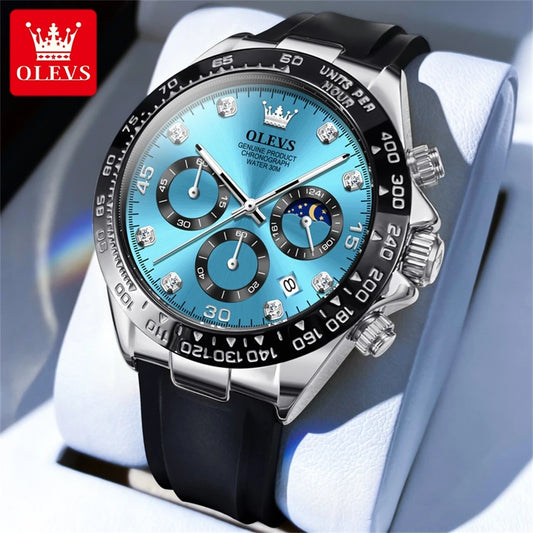 OLEVS Men's Luxury Sport Silicone Watch Chronograph Multifunction Waterproof