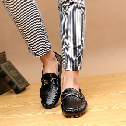 YRZL Men's Handmade Luxury Loafers PU Leather Flats Slip-on Shoes