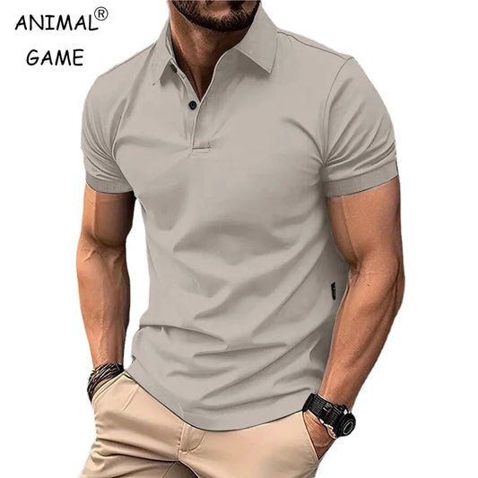 CHIROM SUPPLY Men's Solid Color Lightweight Summer Casual Short Sleeve Polo Button Shirt