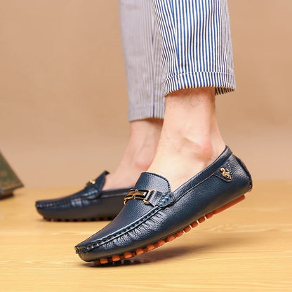 YRZL Men's Handmade Luxury Loafers PU Leather Flats Slip-on Shoes