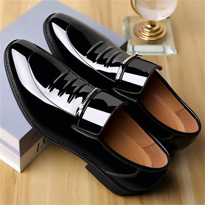 CHIROM SUPPLY Men's Black Oxford Dress Shoes High Gloss Loafers.
