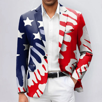 CHIROM SUPPLY One Button Men's Independence Day 3d Digital Printed Suit Jacket