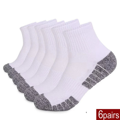 CHIROM SUPPLY 6 pairs Men's Outdoor Sports Thickened Bottomed Sweat-absorbing Short Tube Running Socks.