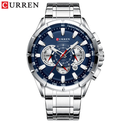 CURREN Men's Casual Sport Chronograph Stainless Steel Wristwatch Luminous